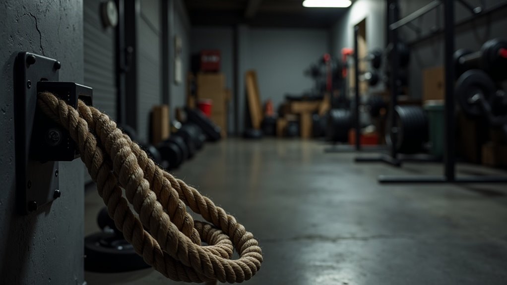 garage battle rope setup
